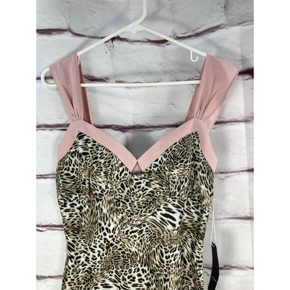 NWT Tilly’s West of Melrose Animal Print Slip Dress Pink Trim Wide Strap SZ S - Picture 3 of 14